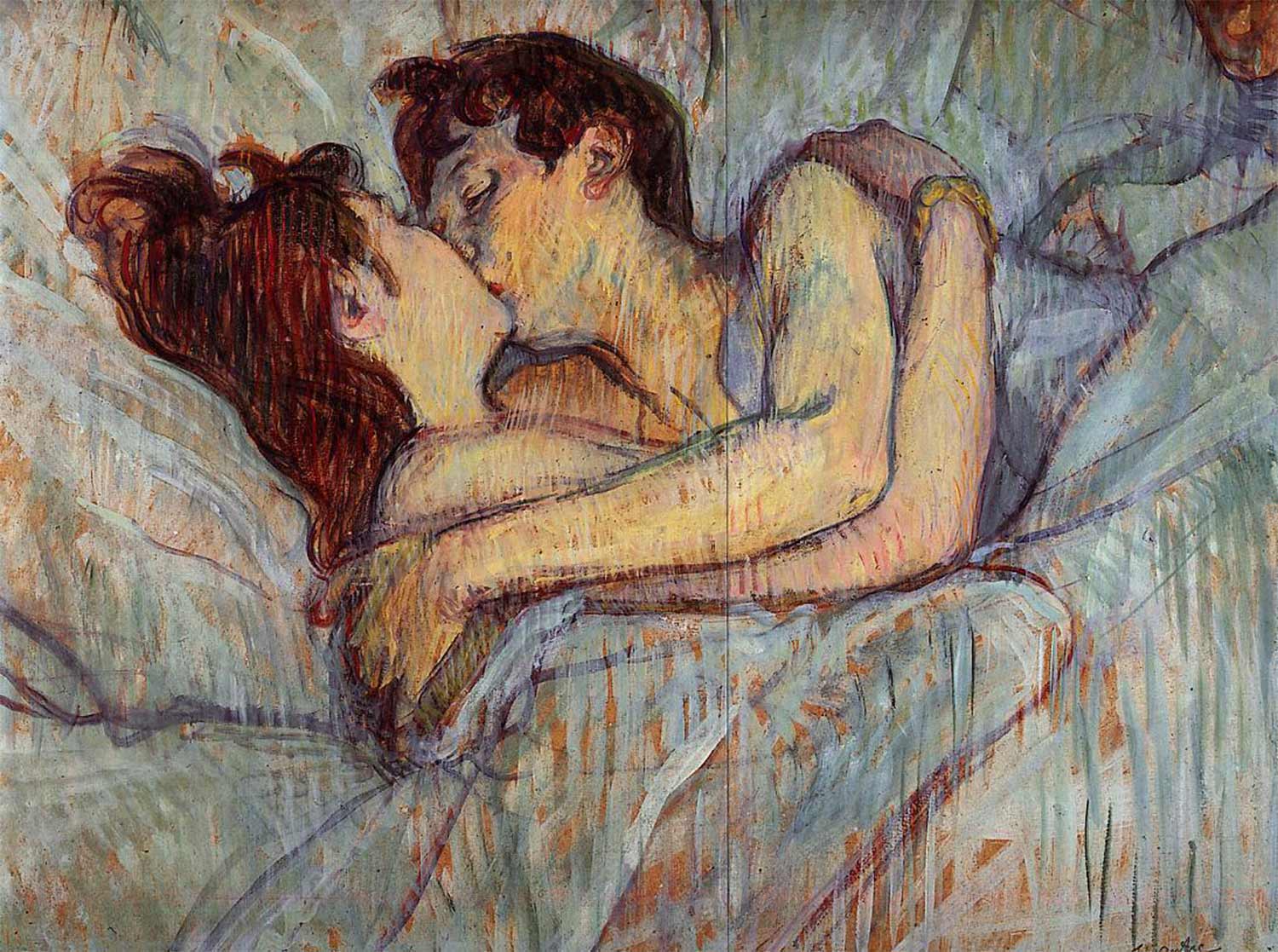 In Bed, The Kiss, Henri de Toulouse-Lautrec (1892)