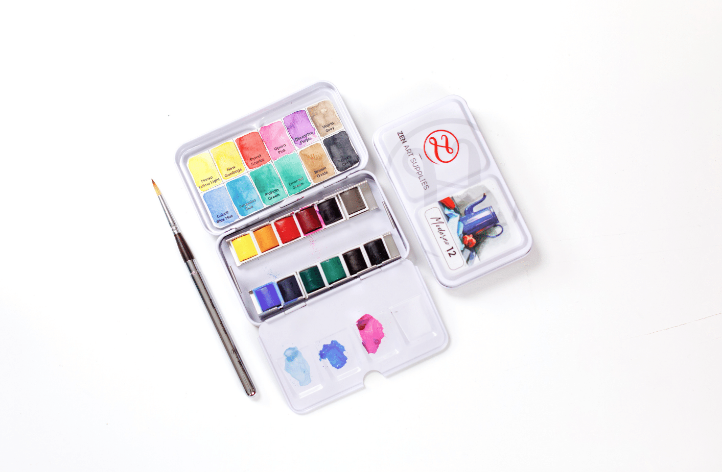 Travel Watercolor Set 7 Brushes and 24 Colors – ZenARTSupplies –  ZenARTSupplies