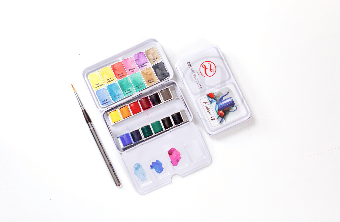 Travel Watercolor Paint Set 19 Metallic Colors – ZenARTSupplies