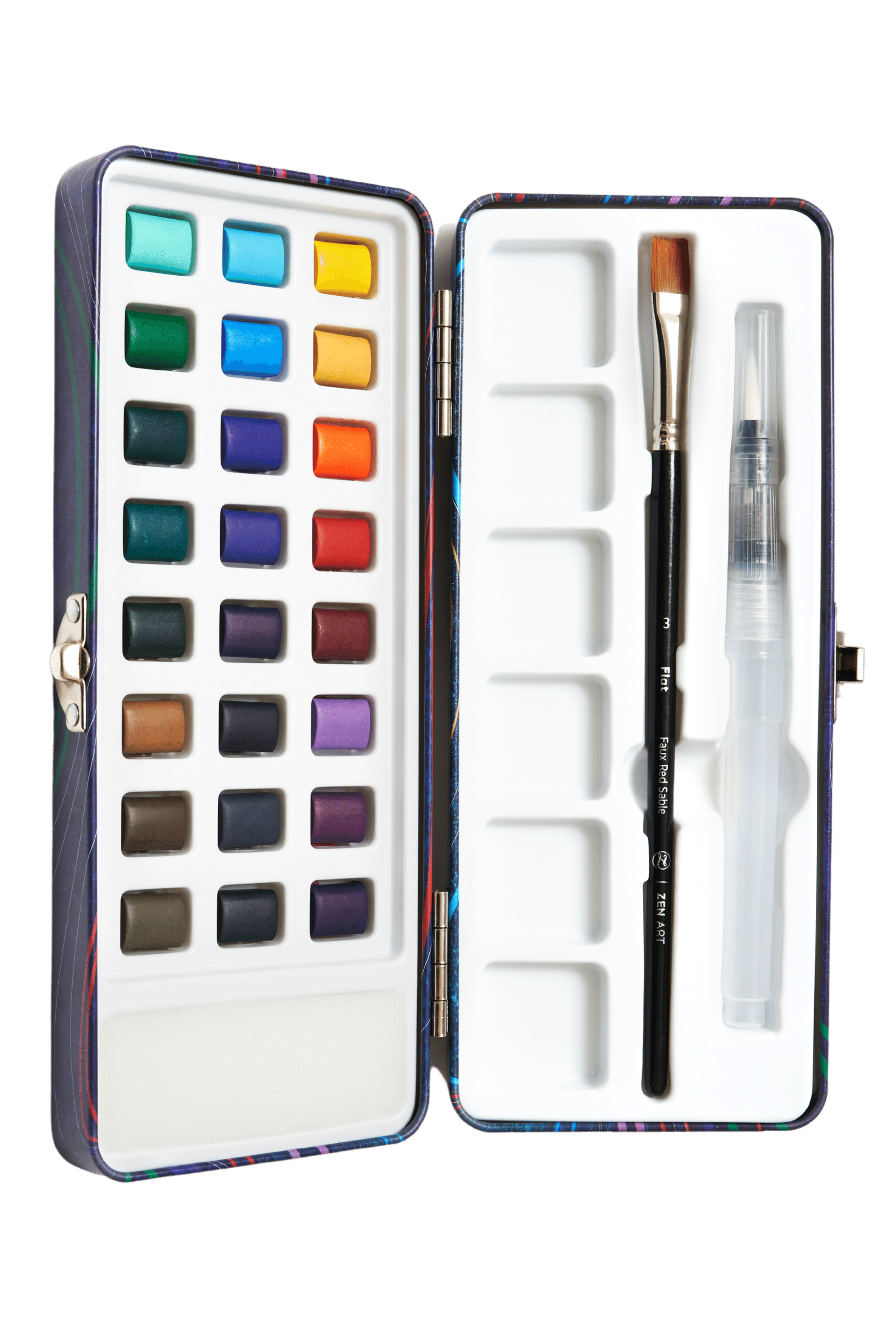 Mozart Supplies Watercolor Paint Essential Set - 24 Vibrant Colors - Lightweight and Portable - Perfect for Budding Hobbyists and Professional