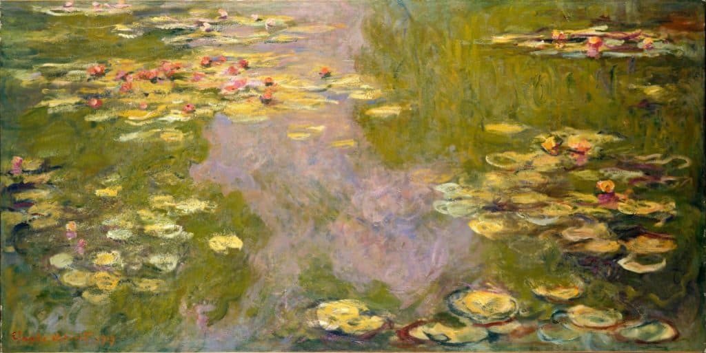 yellow art - Water Lilies in Giverny, Claude Monet. Oil on canvas, 1917