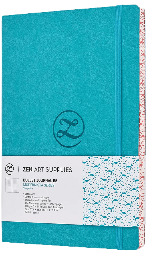 Zenart Supplies Large B5 Dotted Journal - Enjoy Bullet Journaling with A Soft Cover 7x10-inch, Non-Bleed Thick 120gsm Paper, Dot Journal in Blue