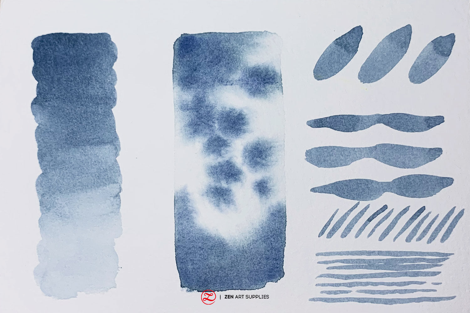 Cold pressed watercolor paper tested out using indigo watercolor paint.