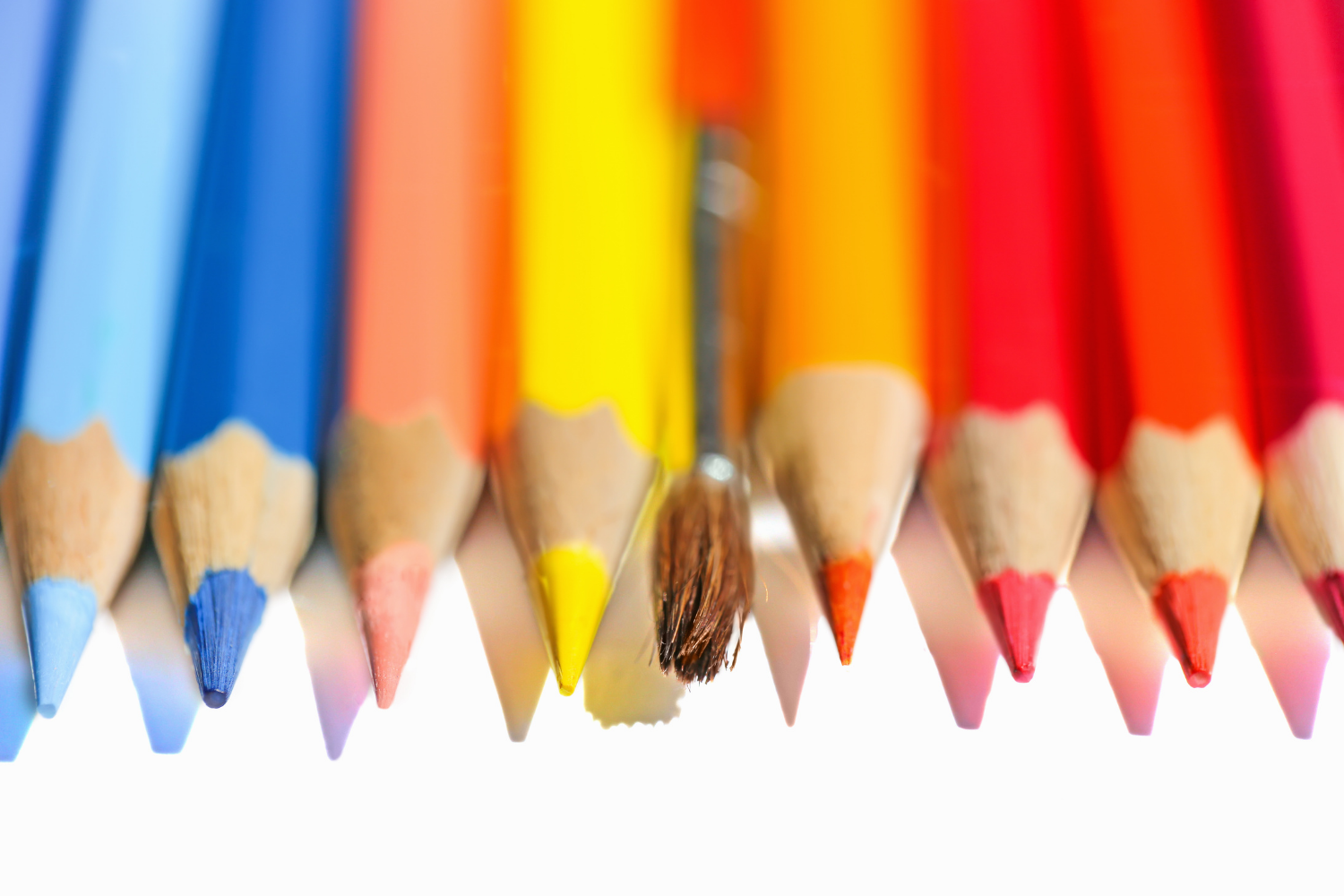 Close-up of watercolor pencils