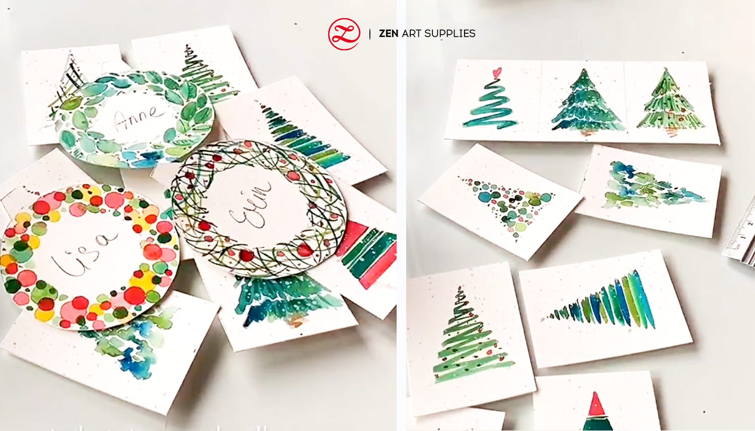 Watercolor Christmas Tree Gift Tag, Christmas Gift Tag, Holiday Gift Tags,  PRINTED Gift Tags With String 