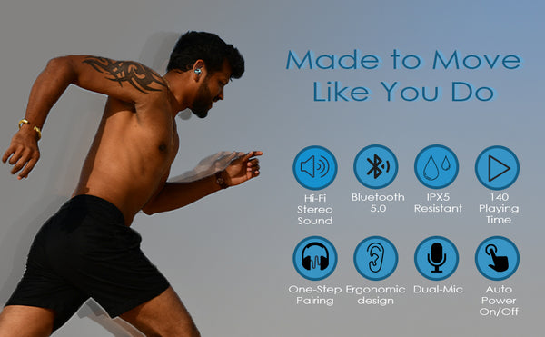 Man Running with NVEE earbuds in