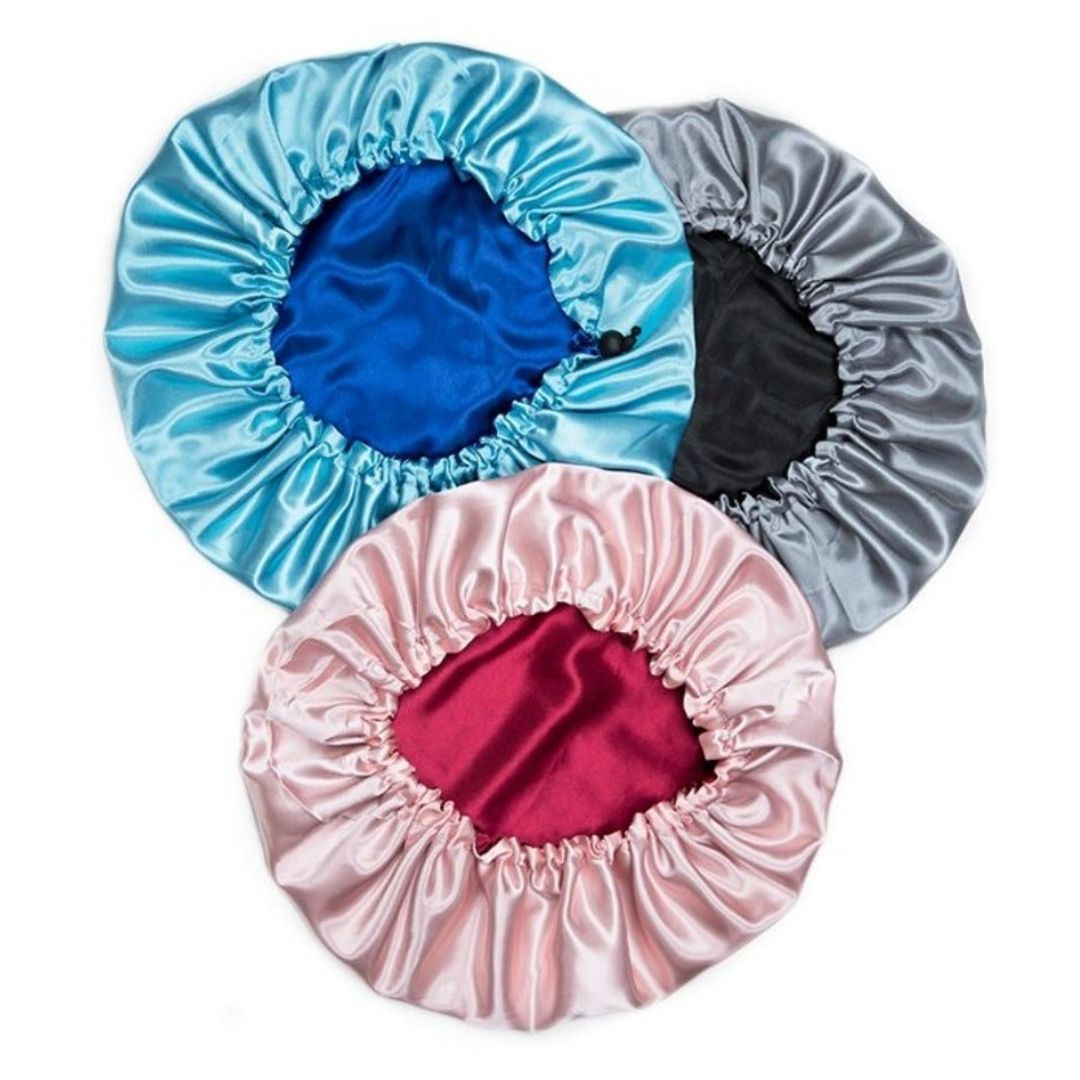 Wholesale Custom Logo Satin Hair Bonnet Double Layer Adjustable