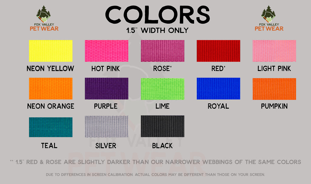 inch and a half webbing color chart