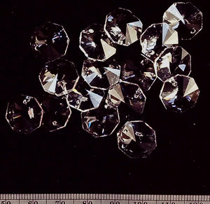 German Crystal clear 15mm top drilled octagon rivoli  17 bead lot
