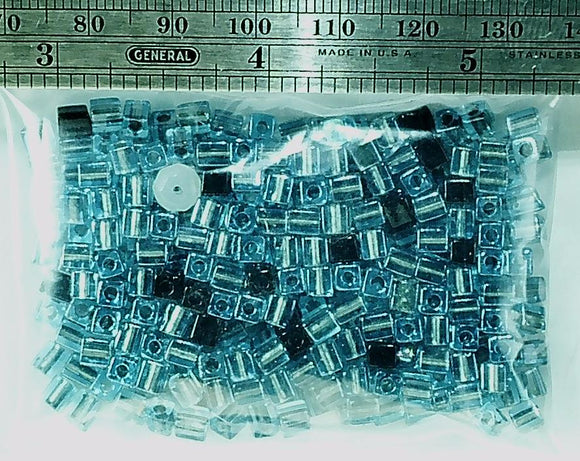 4x4 Seed bead glass transparent/teal mix lot (28.2 g small lot)