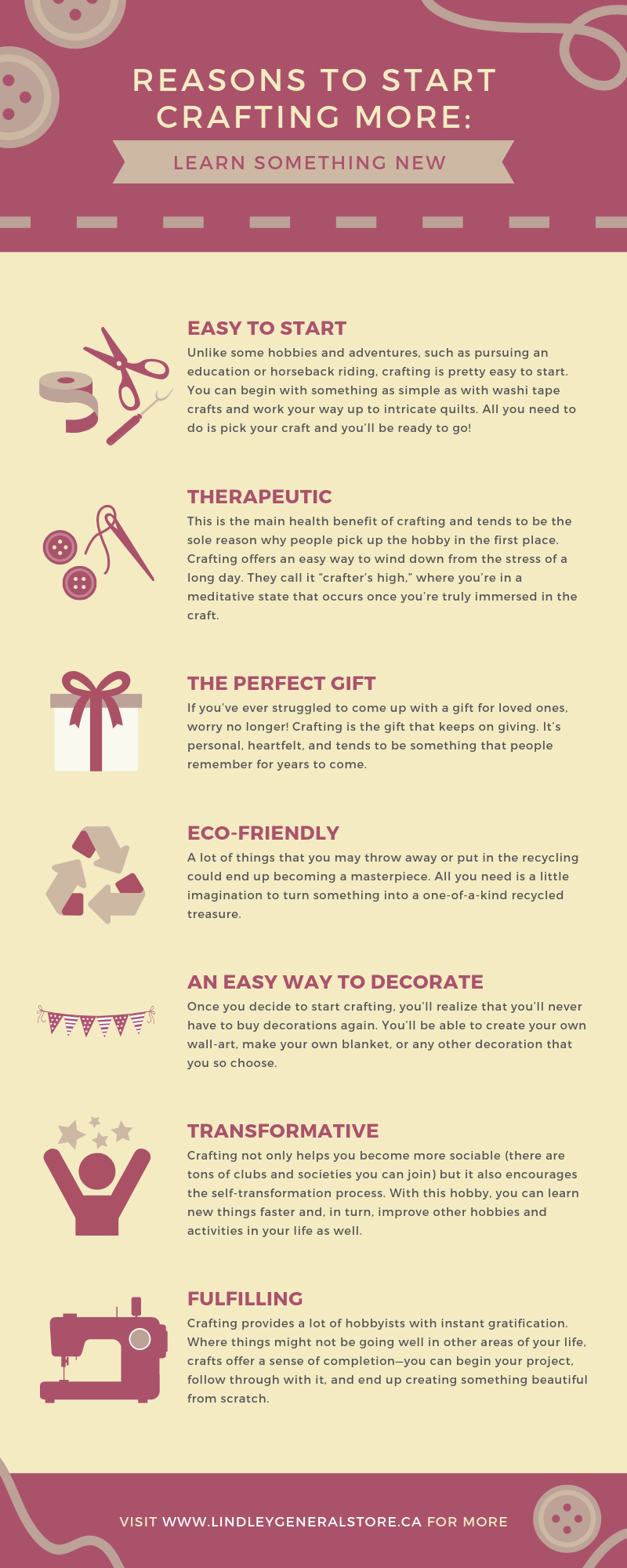 9 Reasons to Start Crafting More Learn Something New infographic