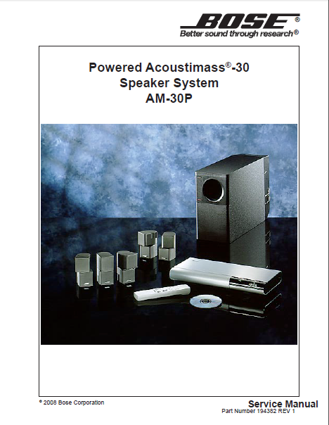 BOSE Acoustimass AM-30P System Service Manual – Electronic Service Manuals