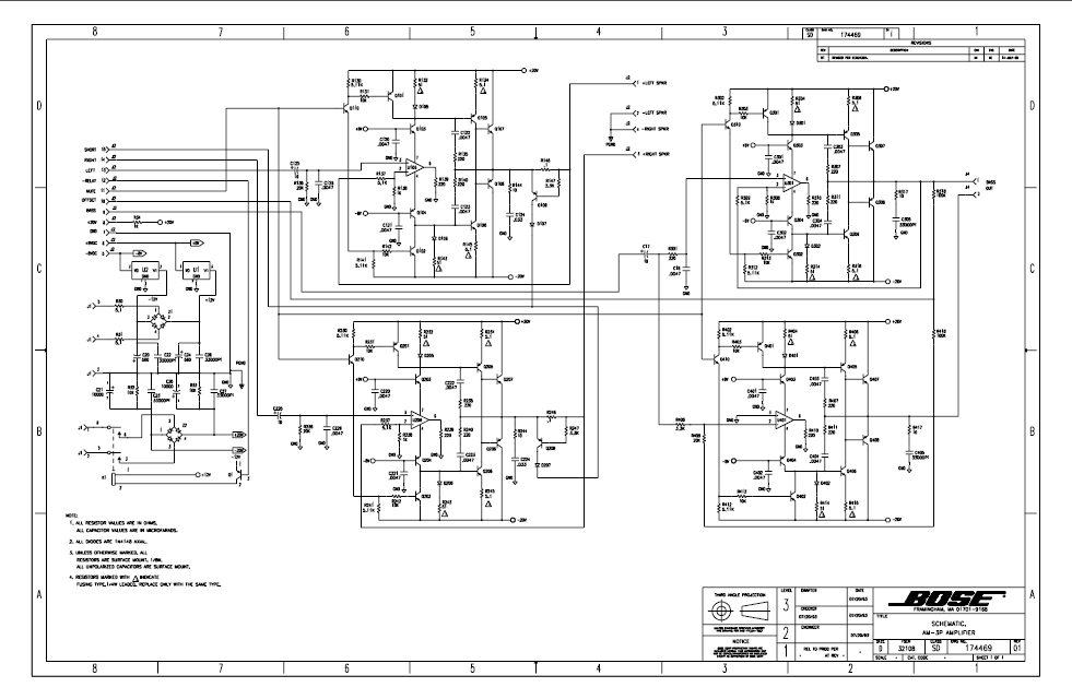 BOSE AM3P Amplifier Schematics Electronic Service Manuals