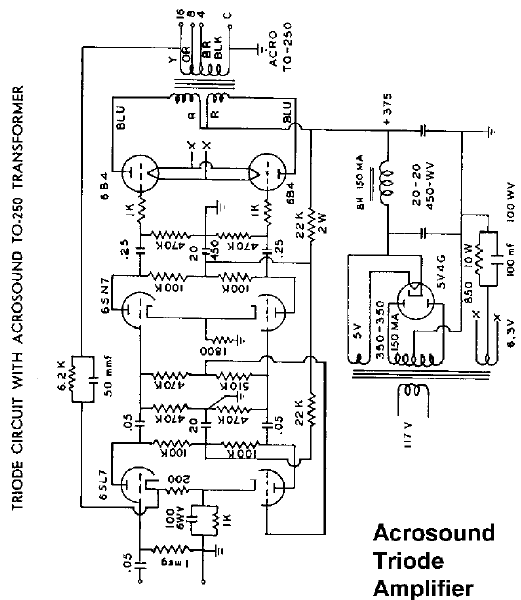 Acrosound Triode Schematic – Electronic Service Manuals