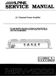 interieur Onverenigbaar Vlekkeloos ALPINE MRV-1000 Channel Power Amplifier Service Manual – Electronic Service  Manuals