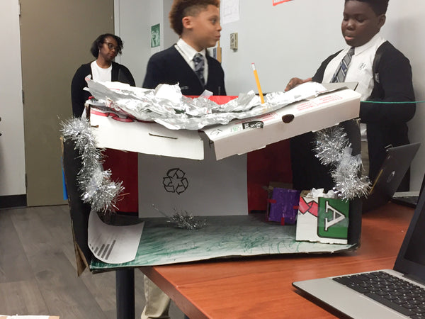 water collecting system design by 6th grade students in Bridgeport, CT