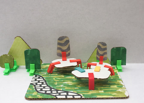 zen garden for two cardboard model 