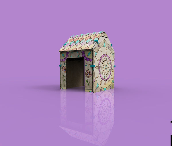 mandala craft house with cardboard