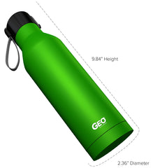 17 oz. Powder-Coated Bright Green Stainless Steel Bottle with Carrying Handle