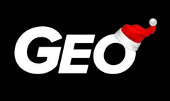 GEO logo with a santa hat