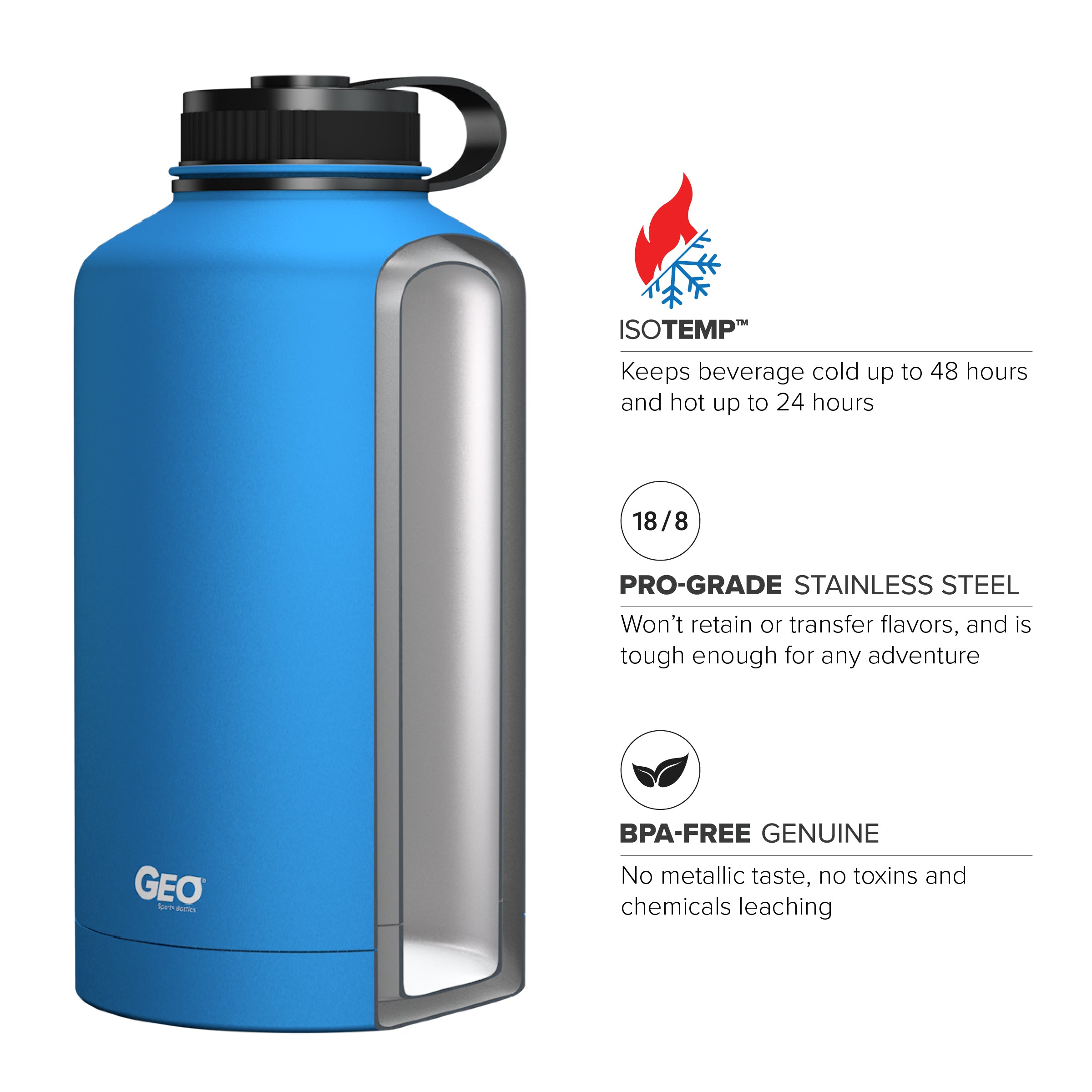 Geo Double Wall Vacuum Insulated Stainless Steel Water Bottle 1451