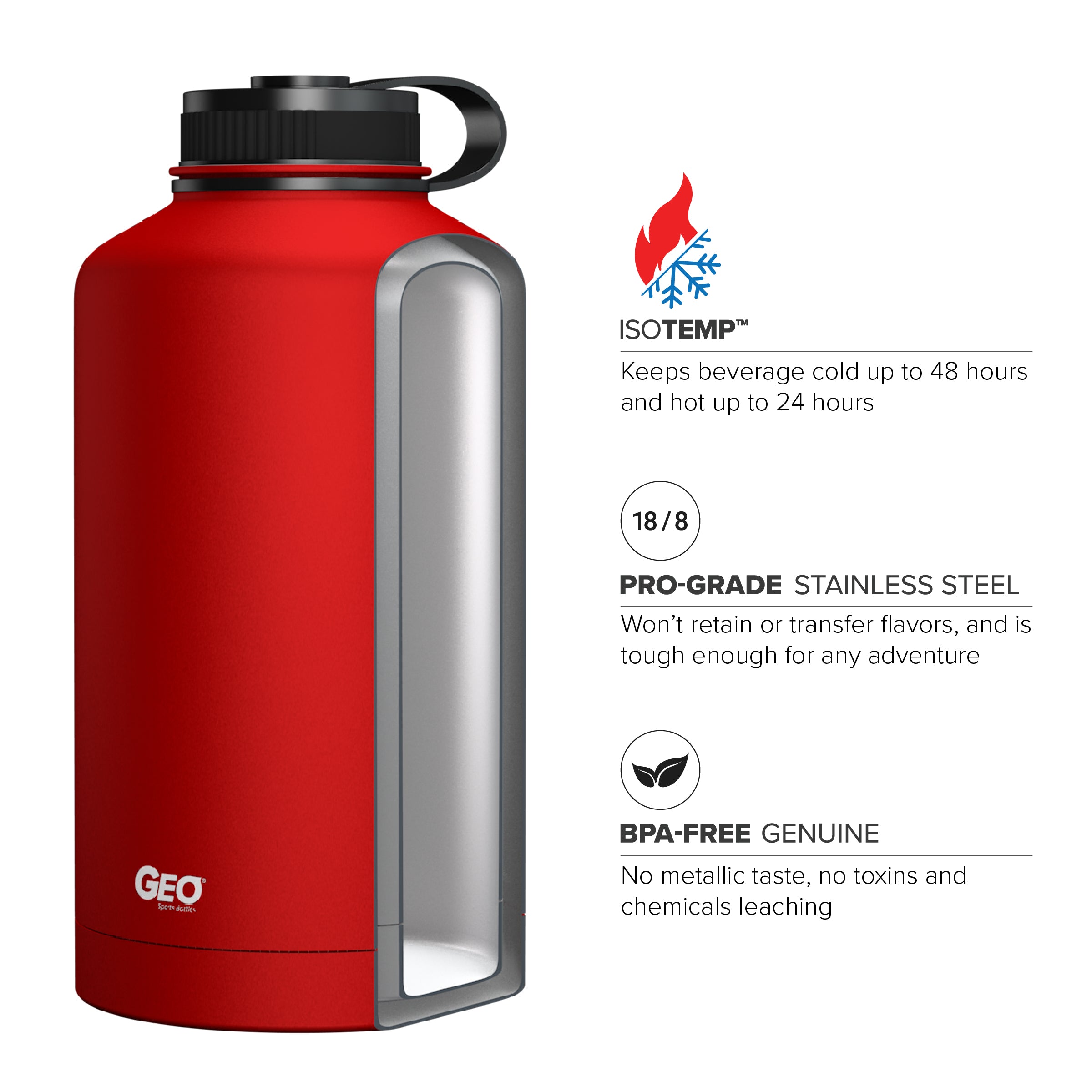 Geo Double Wall Vacuum Insulated Stainless Steel Water Bottle 8608