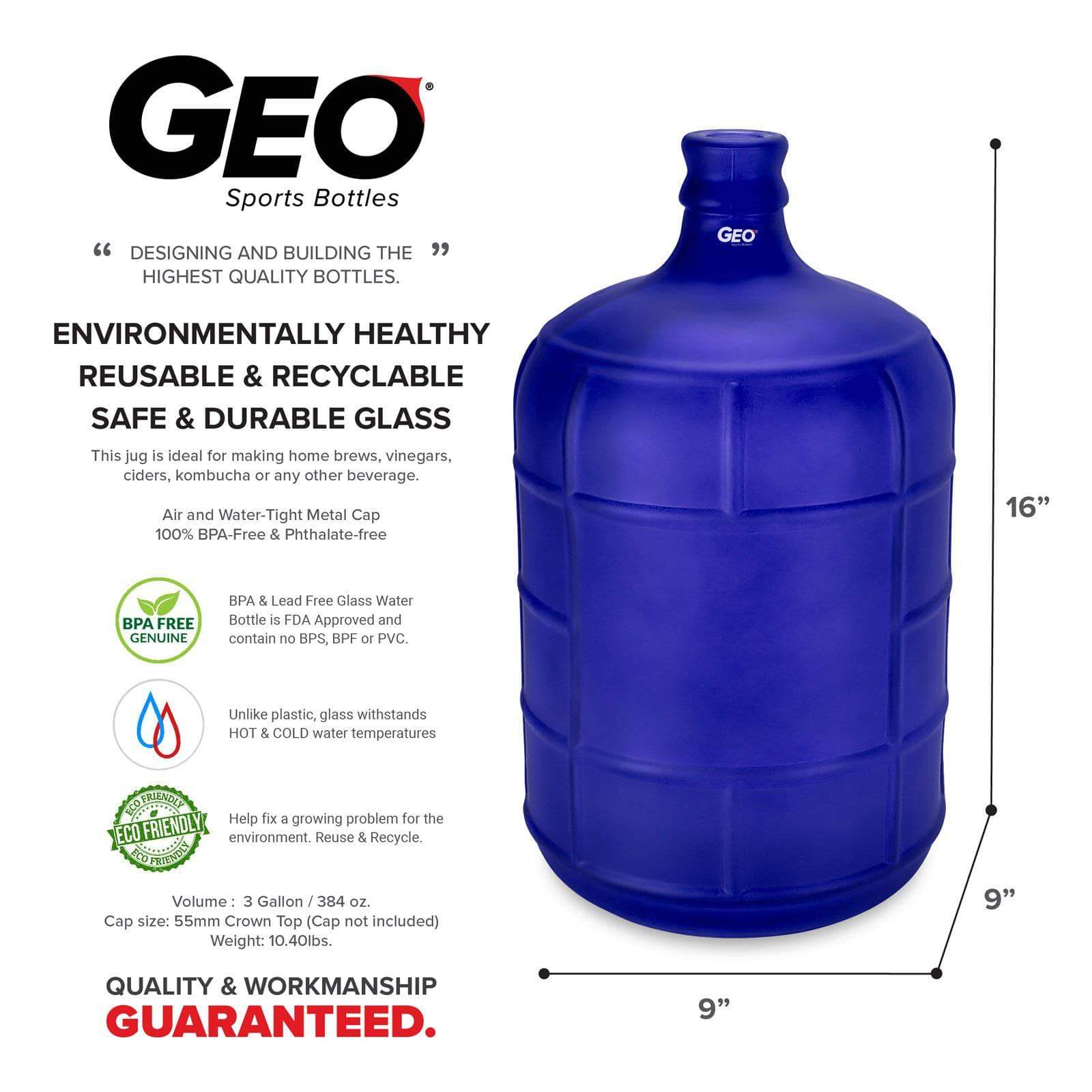 Download 3 Gallon Round Frosted Glass Carboy W 55mm Crown Top