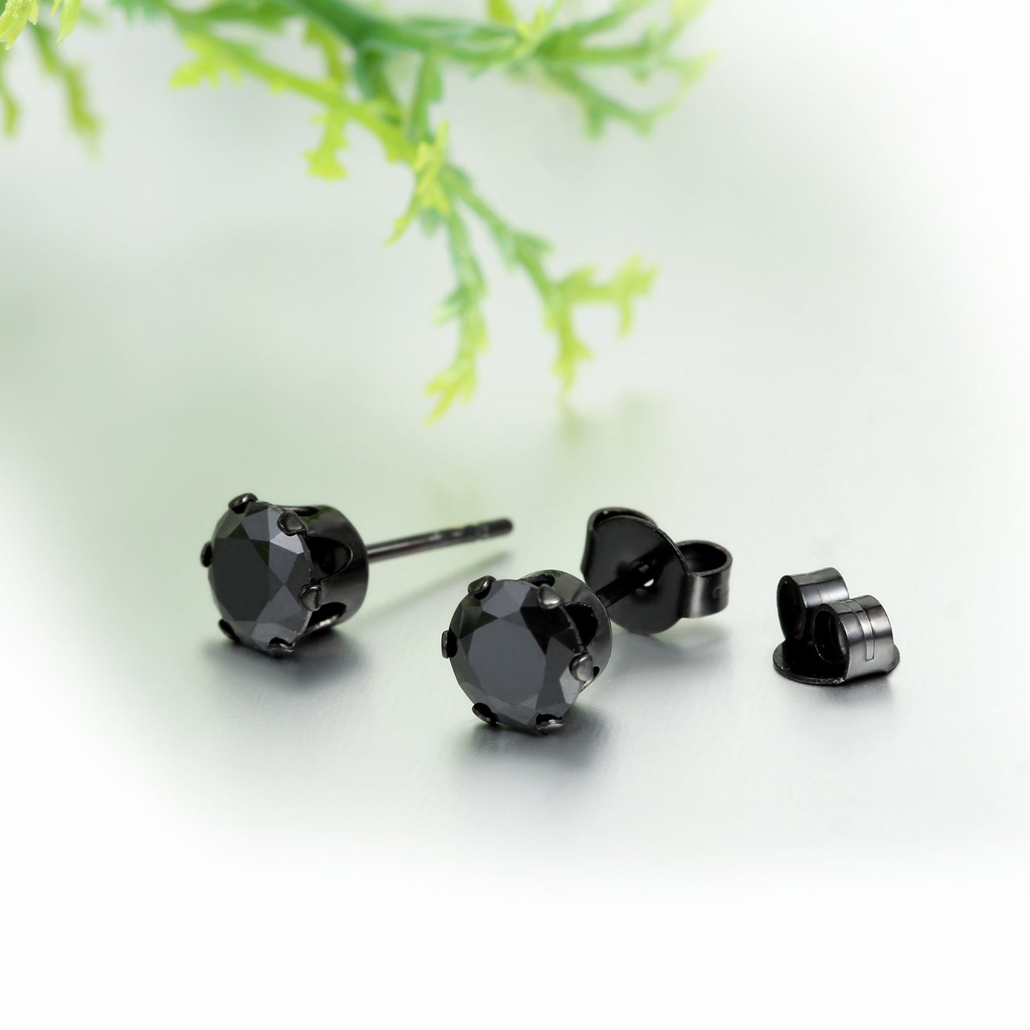 black stone stud earrings