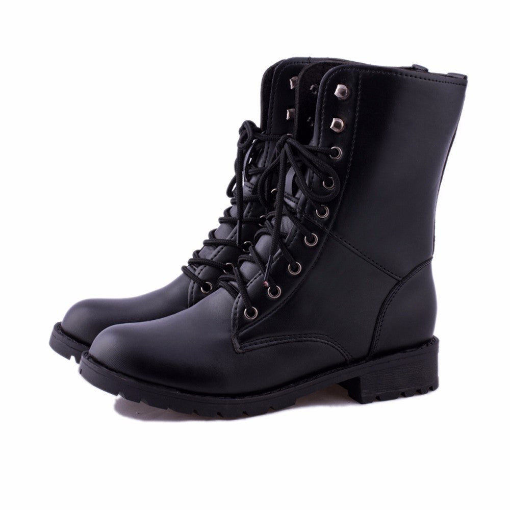 black combat booties