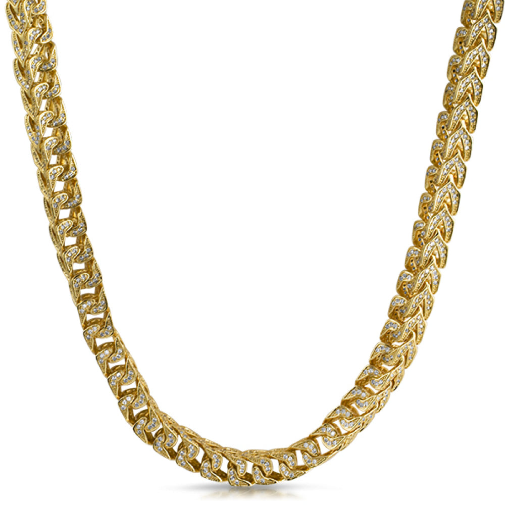 Hip Hop Franco Chain Bling Bling CZ Iced Out Necklace 8MM Wide Gold ...