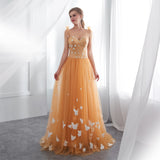 Sleeveless Handmade Flowers Floor-length Beaded Chiffon Prom Dress Homecoming Dress 9-22659