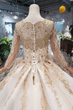 Gorgeous Long Sleeves Palace Wedding Dress, Lace Wedding Dress With Applique&Beads N1652
