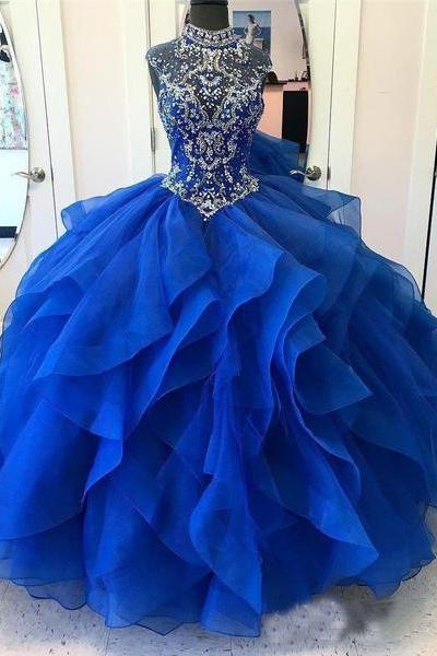 royal blue with silver gown