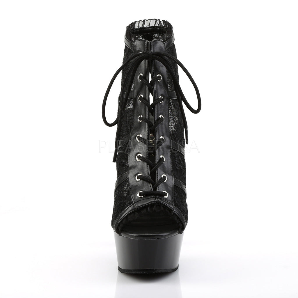 Pleaser Delight 696lc Black Lace Goth Sexy Platform Booties Open Toe 6