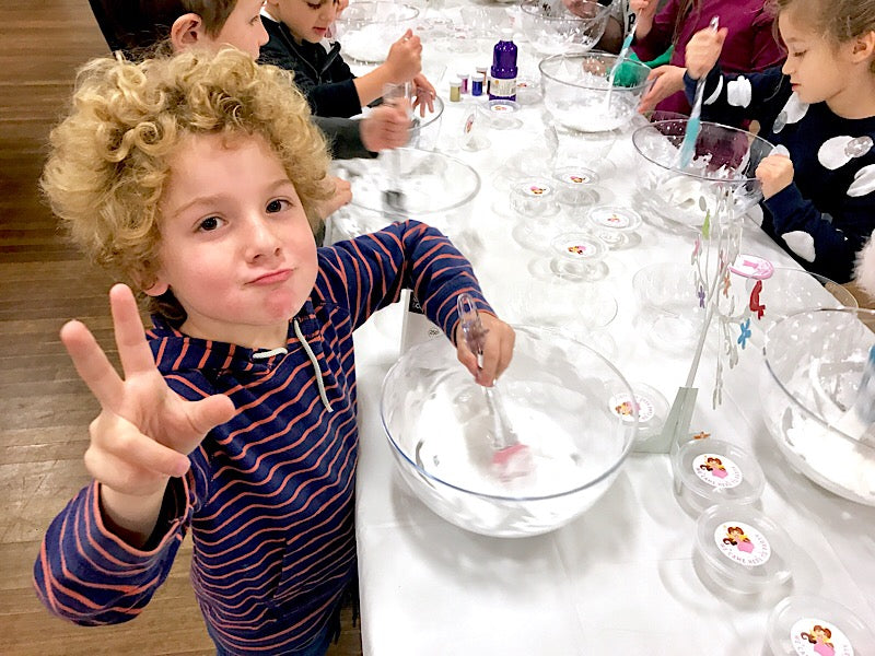 Slime making workshop: Hugo learning how to make slime with our slime recipe