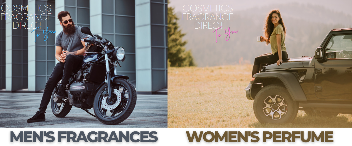 man-on-motobike-mens-frangrance-and-lady-on-4wd-drinking-coffee-womans-perfume