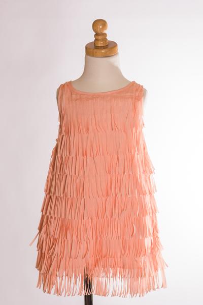 peach fringe dress