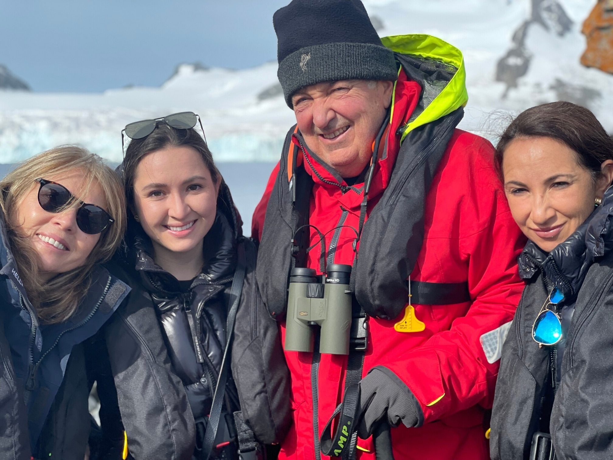 Family with three women and one man in Antarctica
