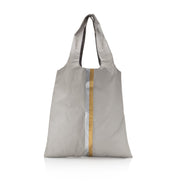 The Weekender Bag in Earth Gray with Silver and Gold Stripes