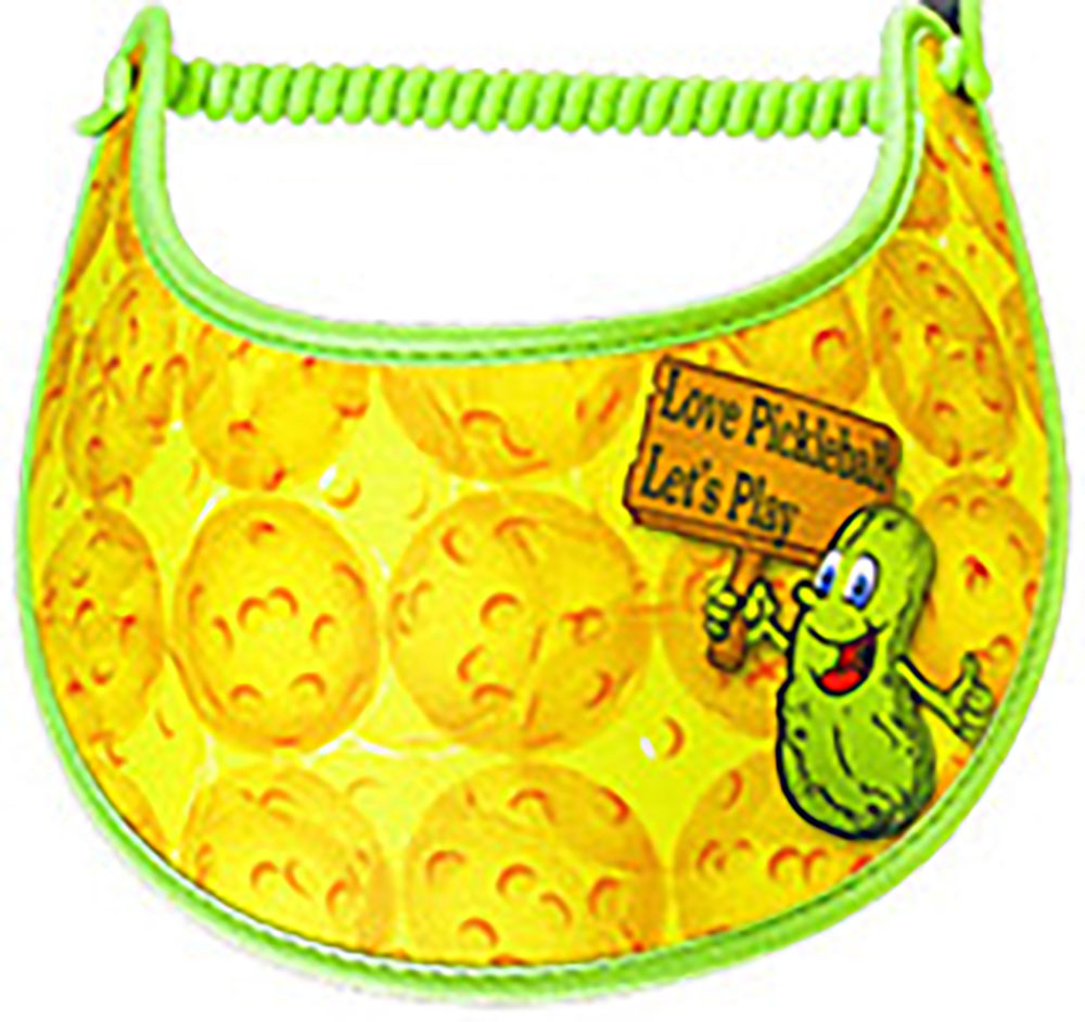 Pickle-Ball Sun Visor a with Pickle Man trimmed in Lime Green