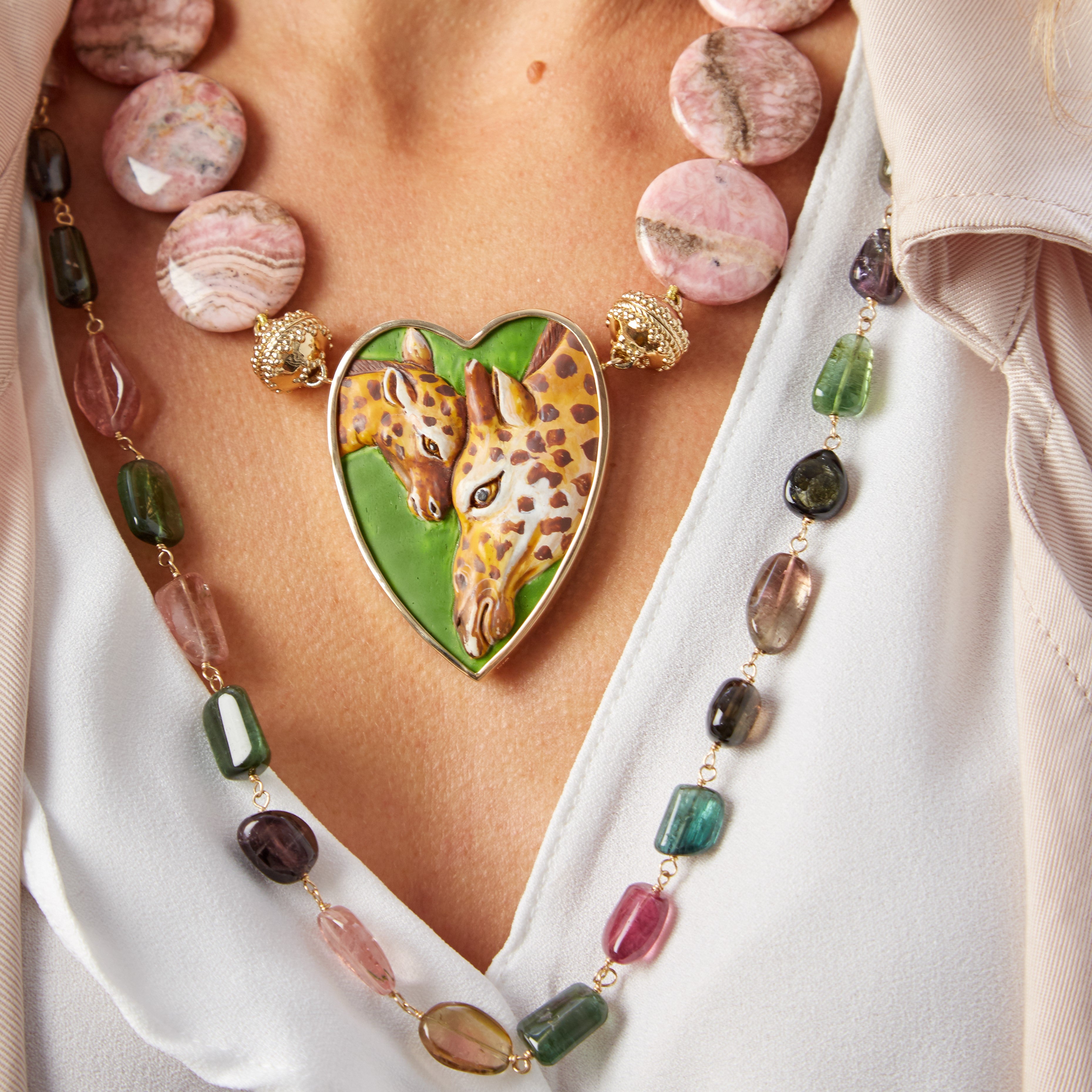 Pink Rhodochrosite Coin Necklace