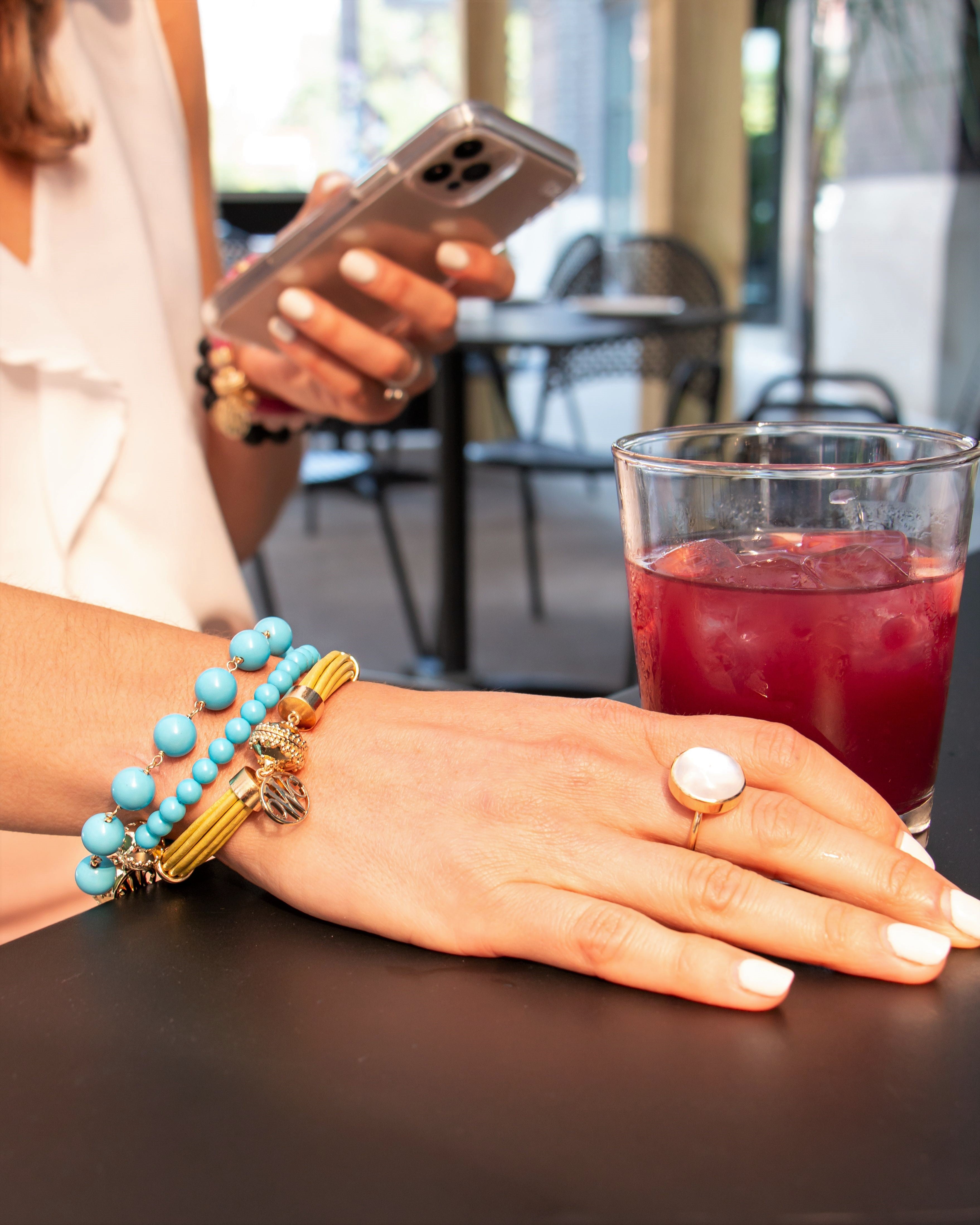 Victoire Reconstituted Turquoise 6mm Stretch Bracelet