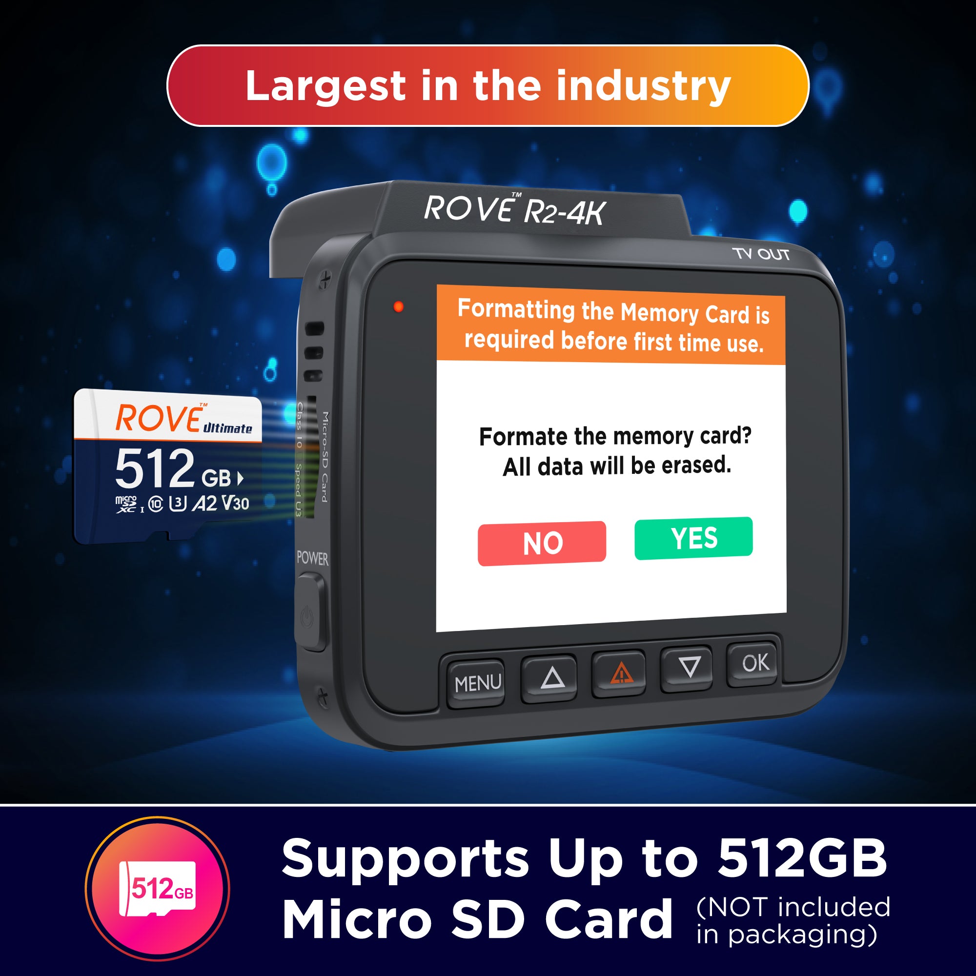 ROVE R2-4K Dash Cam  128GB Micro SD Card 