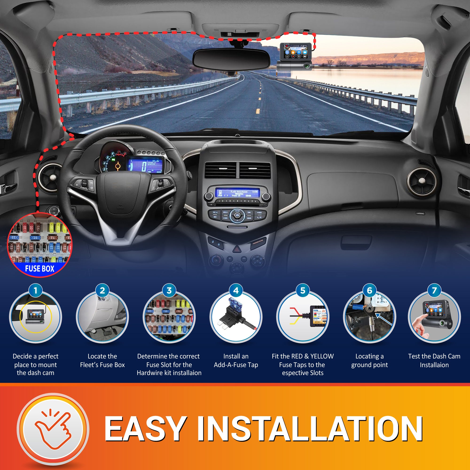 Dash Cam Quick & Easy Installation Kit - USB Output - Micro2 Fuse