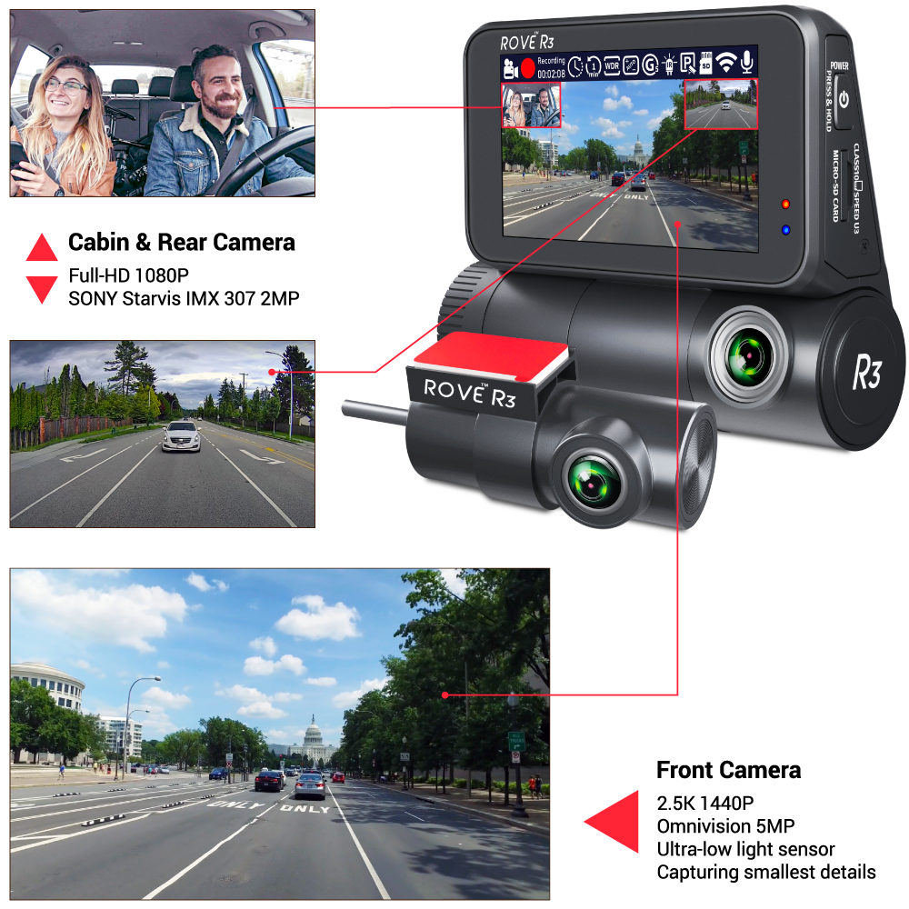 32G SD Card Included, Dash Cam Front and Rear 2.5K+1080P FHD WiFi