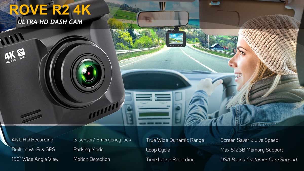 Rove R2-4K Dash Cam 4K Ultra HD 2160P Dash Board Camera Built In WiFi & GPS  – ROVE Dash Cam