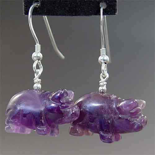 Amethyst Pig Earrings - Northern Lights Gemstones