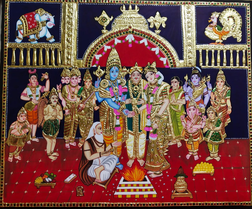 ORIGINAL HANDMADE DIVINE MARRIAGE TANJORE PAINTING – DailyDesignist