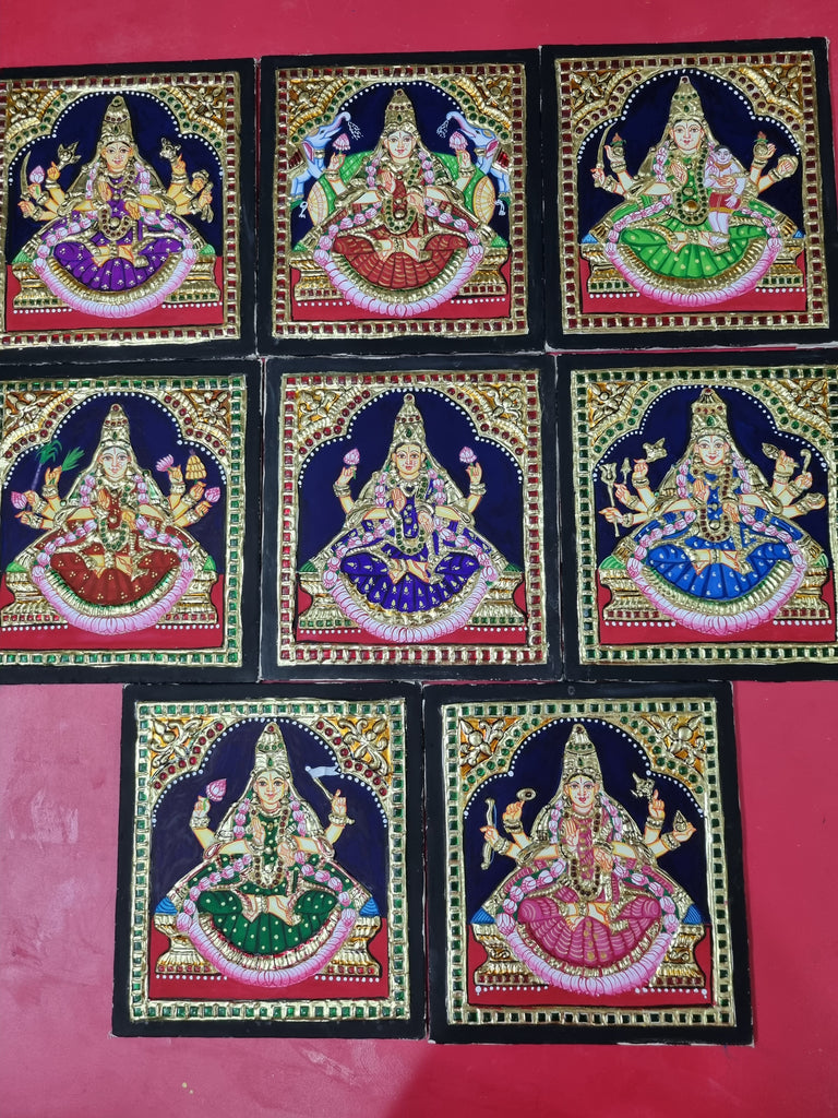 ORIGINAL HANDMADE NAVRATRI (ASHTALAKSHMI) GOLD FOIL TANJORE ...