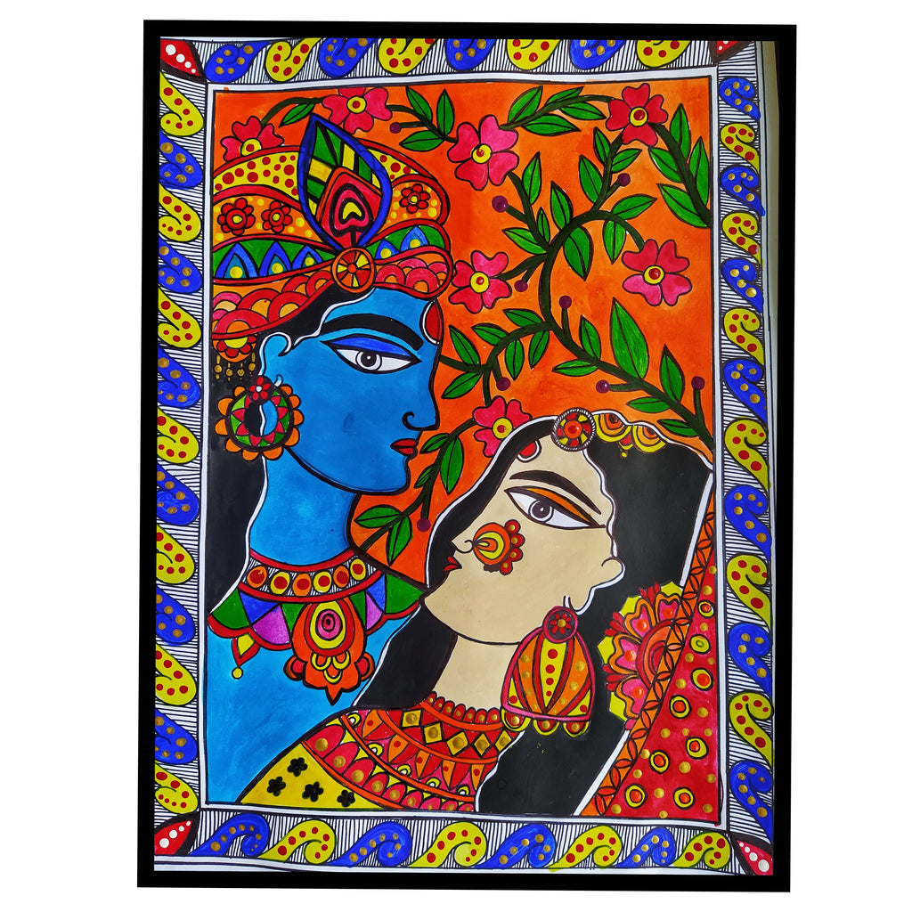 ORIGINAL HANDMADE RADHA KRISHNA MADHUBANI PAINTING – DailyDesignist